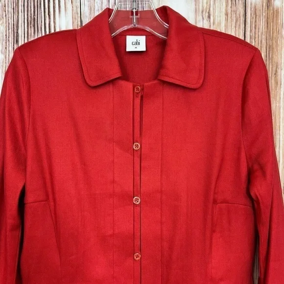 CAbi Red Valentine Linen Blend Blazer Jacket Size Medium - Picture 3 of 12
